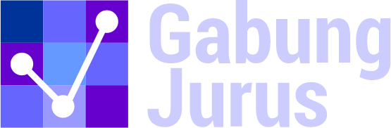 Logo SaguOnito Gabung Jurus: ikon kotak ungu-biru dengan garis penghubung putih dan teks 'Gabung Jurus'.